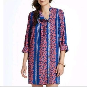 Madchen for Anthropologie Blue & Pink Floral Print Shift Dress Sz 6
